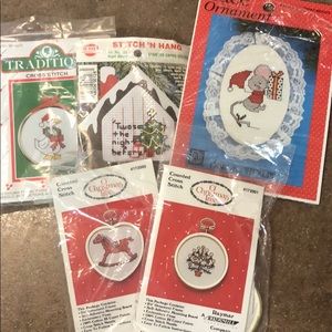 Lot of Vintage Cross Stitch Christmas Ornament Kit